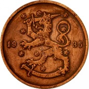 Finland 10 Pennia 1935 KM# 24 Decimal Coinage DATE coin obverse Finland 10 Pennia 1935 KM# 24 Decimal Coinage DATE coin obverse