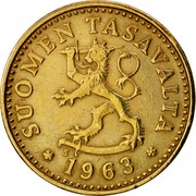 Finland 10 Pennia 1963 S KM# 46 Reform Coinage SUOMEN TASAVALTA DATE coin obverse Finland 10 Pennia 1963 S KM# 46 Reform Coinage SUOMEN TASAVALTA DATE coin obverse