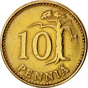 Finland 10 Pennia 1963 S KM# 46 Reform Coinage 10 PENNIÄ coin reverse