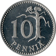 Finland 10 Pennia 1989 M KM# 46a Reform Coinage 10 PENNIÄ coin reverse