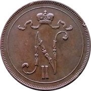 Finland 10 Pennia Nikolai II 1916 KM# 14 N II coin obverse Finland 10 Pennia Nikolai II 1916 KM# 14 N II coin obverse
