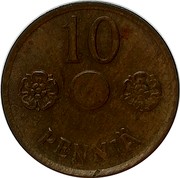 Finland 10 Pennia Without center hole 1941 KM# 33.2 10 PENNIÄ coin reverse Finland 10 Pennia Without center hole 1941 KM# 33.2 10 PENNIÄ coin reverse