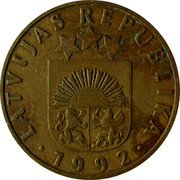 Latvia 10 Santimu 1992 KM# 17 Standart Coinage LATVIJAS REPUBLIKA YEAR coin obverse Latvia 10 Santimu 1992 KM# 17 Standart Coinage LATVIJAS REPUBLIKA YEAR coin obverse
