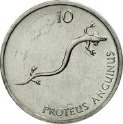 Slovenia 10 Stotinov 1992 KM# 7 Standart Coinage 10 PROTEUS ANGUINUS coin reverse Slovenia 10 Stotinov 1992 KM# 7 Standart Coinage 10 PROTEUS ANGUINUS coin reverse