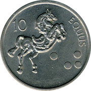 Slovenia 10 Tolarjev Equus 2001 KM# 41 10 EQUUS coin reverse Slovenia 10 Tolarjev Equus 2001 KM# 41 10 EQUUS coin reverse