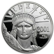 USA $100 American Eagle 2001 W Proof KM# 330 LIBERTY 2001 IN GOD WE TRUST E PLURIBUS UNUM coin obverse USA $100 American Eagle 2001 W Proof KM# 330 LIBERTY 2001 IN GOD WE TRUST E PLURIBUS UNUM coin obverse