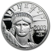 USA $100 American Eagle 2003 W Proof KM# 354 LIBERTY 2003 IN GOD WE TRUST E PLURIBUS UNUM coin obverse USA $100 American Eagle 2003 W Proof KM# 354 LIBERTY 2003 IN GOD WE TRUST E PLURIBUS UNUM coin obverse