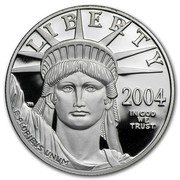 USA $100 American Eagle 2004 W Proof KM# 367 LIBERTY 2004 IN GOD WE TRUST E PLURIBUS UNUM coin obverse USA $100 American Eagle 2004 W Proof KM# 367 LIBERTY 2004 IN GOD WE TRUST E PLURIBUS UNUM coin obverse