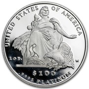 USA $100 American Eagle 2004 W Proof KM# 367 UNITED STATES OF AMERICA 1 OZ. .9995 PLATINUM $100 W coin reverse USA $100 American Eagle 2004 W Proof KM# 367 UNITED STATES OF AMERICA 1 OZ. .9995 PLATINUM $100 W coin reverse