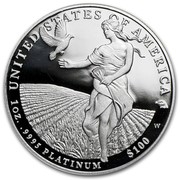 USA $100 American Eagle 2011 W Proof KM# 518 UNITED STATES OF AMERICA 1OZ. .9995 PLATINUM $100 W coin reverse USA $100 American Eagle 2011 W Proof KM# 518 UNITED STATES OF AMERICA 1OZ. .9995 PLATINUM $100 W coin reverse