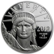 USA $100 American Eagle 2012 Proof KM# 541 LIBERTY 2012 IN GOD WE TRUST E PLURIBUS UNUM coin obverse