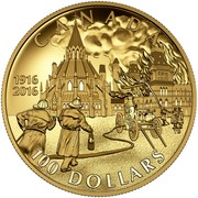 Canada 100 Dollars Parliament Buildings Fire 2016 Proof CANADA 1916 2016 100 DOLLARS coin reverse Canada 100 Dollars Parliament Buildings Fire 2016 Proof CANADA 1916 2016 100 DOLLARS coin reverse