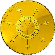 Slovenia 100 Euro 1st Slovene Olympic Medalist 2012 Proof KM# 111 RUDOLF CVETKO PRVA OLIMPIJSKA MEDALJA 1912 coin reverse Slovenia 100 Euro 1st Slovene Olympic Medalist 2012 Proof KM# 111 RUDOLF CVETKO PRVA OLIMPIJSKA MEDALJA 1912 coin reverse