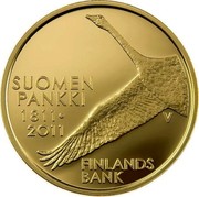 Finland 100 Euro 200th Anniversary of the Bank of Finland 2011 V Proof KM# 164 SUOMEN PANKKI 1811 ∙ 2011 FINLANDS BANK V coin reverse Finland 100 Euro 200th Anniversary of the Bank of Finland 2011 V Proof KM# 164 SUOMEN PANKKI 1811 ∙ 2011 FINLANDS BANK V coin reverse