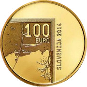 Slovenia 100 Euro 200th Birth anniversary inventor Janez Puhar 2014 Proof KM# 120 100 EURO SLOVENIJA 2014 coin obverse Slovenia 100 Euro 200th Birth anniversary inventor Janez Puhar 2014 Proof KM# 120 100 EURO SLOVENIJA 2014 coin obverse