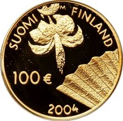 Finland 100 Euro Albert Edelfelt 2004 M-M Proof KM# 117 SUOMI M FINLAND 100 € 2004 coin obverse Finland 100 Euro Albert Edelfelt 2004 M-M Proof KM# 117 SUOMI M FINLAND 100 € 2004 coin obverse
