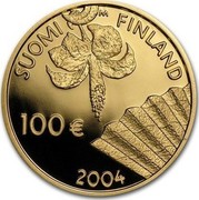 Finland 100 Euro Albert Edelfelt 2004 T Proof KM# 175 SUOMI FINLAND 100 € 2004 coin obverse Finland 100 Euro Albert Edelfelt 2004 T Proof KM# 175 SUOMI FINLAND 100 € 2004 coin obverse