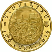 Slovakia 100 Euro Bratislava Coronations - 275th anniversary of the coronation of Maria Theresa 2016 Proof SLOVENSKO 100 EURO 2016 coin obverse Slovakia 100 Euro Bratislava Coronations - 275th anniversary of the coronation of Maria Theresa 2016 Proof SLOVENSKO 100 EURO 2016 coin obverse