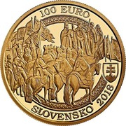 Slovakia 100 Euro Bratislava Coronations - 400th ann of the coronation of Ferdinand II 2018 100 EURO SLOVENSKO 2018 coin obverse Slovakia 100 Euro Bratislava Coronations - 400th ann of the coronation of Ferdinand II 2018 100 EURO SLOVENSKO 2018 coin obverse