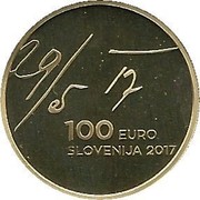 Slovenia 100 Euro May Declaration 2017 Proof 29/5 17 3 EURO SLOVENIJA 2017 coin obverse Slovenia 100 Euro May Declaration 2017 Proof 29/5 17 3 EURO SLOVENIJA 2017 coin obverse