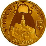 Slovakia 100 Euro Nitrian Principality Pribina 2011 Proof KM# 119 SLOVENSKO 2011 100 EURO coin reverse Slovakia 100 Euro Nitrian Principality Pribina 2011 Proof KM# 119 SLOVENSKO 2011 100 EURO coin reverse