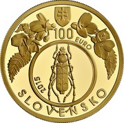 Slovakia 100 Euro Primeval Beech Forests of the Carpathians 2015 MK Proof 100 EURO SLOVENSKO 2015. coin obverse Slovakia 100 Euro Primeval Beech Forests of the Carpathians 2015 MK Proof 100 EURO SLOVENSKO 2015. coin obverse