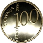 Slovenia 100 Euro Valentin Vodnik 2008 Proof KM# 77 SLOVENIJA EURO 100 2008 coin obverse Slovenia 100 Euro Valentin Vodnik 2008 Proof KM# 77 SLOVENIJA EURO 100 2008 coin obverse