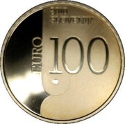 Slovenia 100 Euro World Book Capital - Ljubljana 2010 Proof KM# 97 2010 SLOVENIJA EURO 100 coin obverse Slovenia 100 Euro World Book Capital - Ljubljana 2010 Proof KM# 97 2010 SLOVENIJA EURO 100 coin obverse