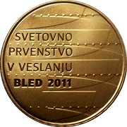 Slovenia 100 Euro World Rowing Championships - Bled 2011 Proof KM# 105 SVETOVNO PRVENSTVO V VESLANJU BLED 2011 coin reverse