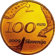 Slovenia 100 Euro Zoran Music 2009 Proof KM# 89 100 EURO 2009 SLOVENIJA coin obverse