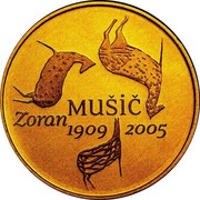 Slovenia 100 Euro Zoran Music 2009 Proof KM# 89 ZORAN MUSIC 1909 2005 coin reverse