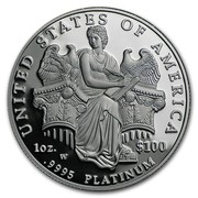 USA $100 Legislative Muse 2006 W Proof KM# 392 UNITED STATES OF AMERICA 1OZ. .9995 PLATINUM $100 W coin reverse USA $100 Legislative Muse 2006 W Proof KM# 392 UNITED STATES OF AMERICA 1OZ. .9995 PLATINUM $100 W coin reverse