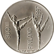 Finland 100 Markkaa 100th Birthday - Paavo Nurmi 1997 M-S KM# 84 SUOMI FINLAND 1997 S coin obverse Finland 100 Markkaa 100th Birthday - Paavo Nurmi 1997 M-S KM# 84 SUOMI FINLAND 1997 S coin obverse
