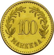 Finland 100 Markkaa 1926 S KM# 28 Decimal Coinage 100 MARKKAA coin reverse Finland 100 Markkaa 1926 S KM# 28 Decimal Coinage 100 MARKKAA coin reverse