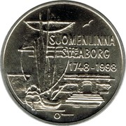 Finland 100 Markkaa 250th Anniversary of Suomenlinna Fortress 1998 M-O KM# 88 SUOMENLINNA SVEABORG 1748-1998 O coin obverse Finland 100 Markkaa 250th Anniversary of Suomenlinna Fortress 1998 M-O KM# 88 SUOMENLINNA SVEABORG 1748-1998 O coin obverse