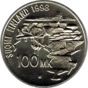 Finland 100 Markkaa 250th Anniversary of Suomenlinna Fortress 1998 M-O KM# 88 SUOMI FINLAND 1998 100 MK M coin reverse Finland 100 Markkaa 250th Anniversary of Suomenlinna Fortress 1998 M-O KM# 88 SUOMI FINLAND 1998 100 MK M coin reverse