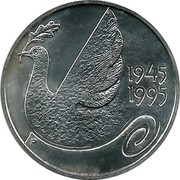 Finland 100 Markkaa 50th anniversary - United Nations 1995 P-M KM# 81 1945 1995 coin obverse Finland 100 Markkaa 50th anniversary - United Nations 1995 P-M KM# 81 1945 1995 coin obverse