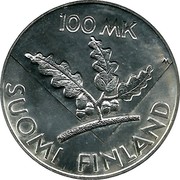 Finland 100 Markkaa 50th anniversary - United Nations 1995 P-M KM# 81 100 MK SUOMI FINLAND coin reverse Finland 100 Markkaa 50th anniversary - United Nations 1995 P-M KM# 81 100 MK SUOMI FINLAND coin reverse