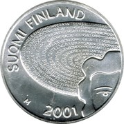Finland 100 Markkaa Aino Ackte 2001 M KM# 97 SUOMI FINLAND M 2001 coin obverse Finland 100 Markkaa Aino Ackte 2001 M KM# 97 SUOMI FINLAND M 2001 coin obverse