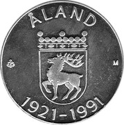 Finland 100 Markkaa Aland 1991 P-M KM# 70 ÅLAND M 1921-1991 coin reverse Finland 100 Markkaa Aland 1991 P-M KM# 70 ÅLAND M 1921-1991 coin reverse