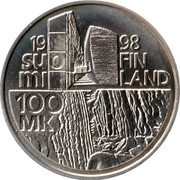 Finland 100 Markkaa Alvar Aalto 1998 M-G KM# 87 1998 SUOMI FINLAND 100 MK M coin reverse Finland 100 Markkaa Alvar Aalto 1998 M-G KM# 87 1998 SUOMI FINLAND 100 MK M coin reverse