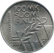 Finland 100 Markkaa European Championships in Athletics 1994 P-M KM# 78 100 MK SUOMI FINLAND M coin obverse Finland 100 Markkaa European Championships in Athletics 1994 P-M KM# 78 100 MK SUOMI FINLAND M coin obverse