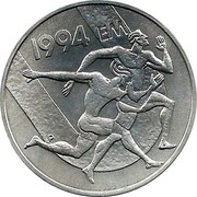 Finland 100 Markkaa European Championships in Athletics 1994 P-M KM# 78 1994 EM P coin reverse Finland 100 Markkaa European Championships in Athletics 1994 P-M KM# 78 1994 EM P coin reverse