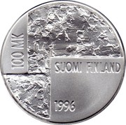 Finland 100 Markkaa Helene Schjerfbeck 1996 T-M KM# 83 HELENE SCHJERFBECK 1862-1946 coin reverse Finland 100 Markkaa Helene Schjerfbeck 1996 T-M KM# 83 HELENE SCHJERFBECK 1862-1946 coin reverse