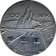 Finland 100 Markkaa World Nordic Skiing Championships 1989 M-L-M KM# 74 100 MK ML M coin reverse Finland 100 Markkaa World Nordic Skiing Championships 1989 M-L-M KM# 74 100 MK ML M coin reverse