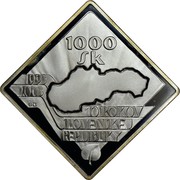 Slovakia 1000 Korun 10th Anniversary of Republic 2003 Proof KM# 63 SLOVENSKÁ REPUBLIKA 2003 coin obverse Slovakia 1000 Korun 10th Anniversary of Republic 2003 Proof KM# 63 SLOVENSKÁ REPUBLIKA 2003 coin obverse