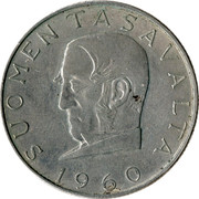 Finland 1000 Markkaa Snellman 1960 S-J KM# 43 SUOMEN TASAVALTA 1960 coin obverse Finland 1000 Markkaa Snellman 1960 S-J KM# 43 SUOMEN TASAVALTA 1960 coin obverse