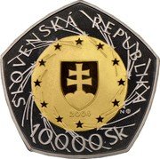 Slovakia 10000 Korun Entry of Slovakia to EU 2004 Proof KM# 79 SLOVENSKÁ REPUBLIKA 2004 10000 SK coin obverse