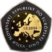 Slovakia 10000 Korun Entry of Slovakia to EU 2004 Proof KM# 79 VSTUP SLOVENSKEJ REPUBLIKY DO EURÓPSKEJ ÚNIE coin reverse
