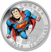 Canada 15 Dollars Iconic Superman Comic Book Covers - Action Comics 2014 Proof KM# 1749 CANADA TM/MC 2014 15 DOLLARS coin reverse Canada 15 Dollars Iconic Superman Comic Book Covers - Action Comics 2014 Proof KM# 1749 CANADA TM/MC 2014 15 DOLLARS coin reverse